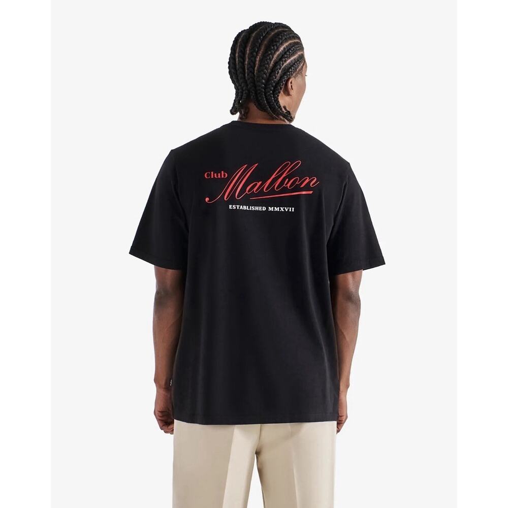 Malbon Golf Bermuda Members Tee Shirt Medium Black Red Logo NWT